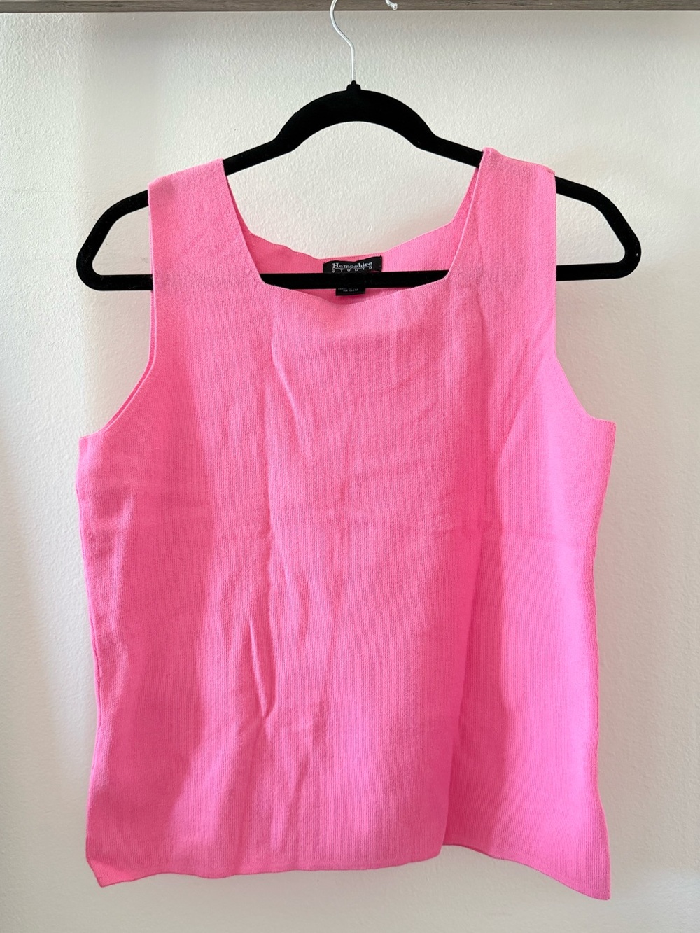 Vintage Square Neck Sleeveless Pink Sweater Tank Top